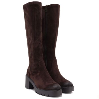 4. Damen-Wildlederstiefel mit Warmfutter in Schokoladenbraun Vinceza 58332