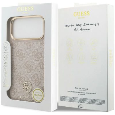 8. Guess 4G Strass Logo MagSafe Hülle für iPhone 18 Pro Max / 17 Pro Max – Rosa
