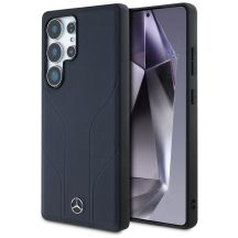 Mercedes Leather Debossed Lines MagSafe Case für Samsung Galaxy S25 Ultra - Blau