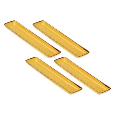 Set mit 4 rechteckigen Concerto Ocra Tabletts – Gelb, 32 x 8 cm