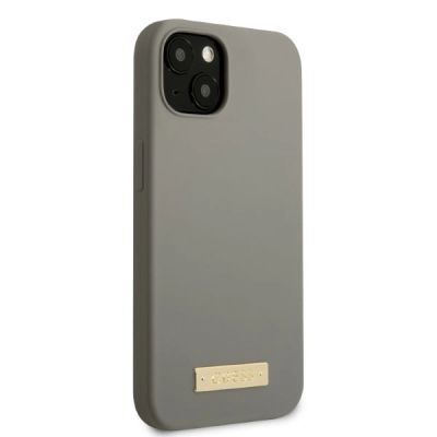 4. Guess GUHMP13MSPLG iPhone 13 6.1" Grau/Grau Hartschale Silikon Logo Plate MagSafe