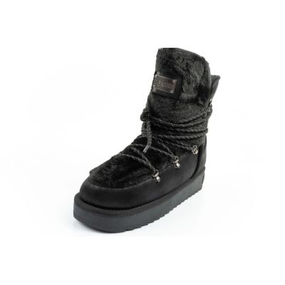 3. D.Franklin Damen Winter Schneestiefel, modisches Fellfutter, Schwarz