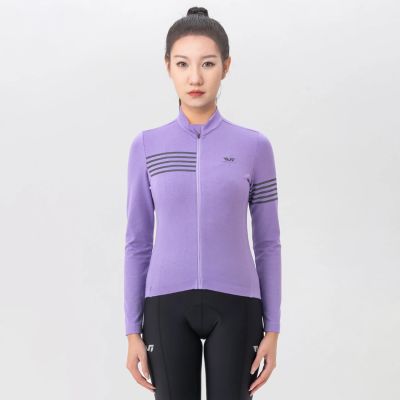 5. Rockbros YPW065 TVI Damen-Radtrikot mit langen Ärmeln, Herbst/Winter, Größe S – Lila