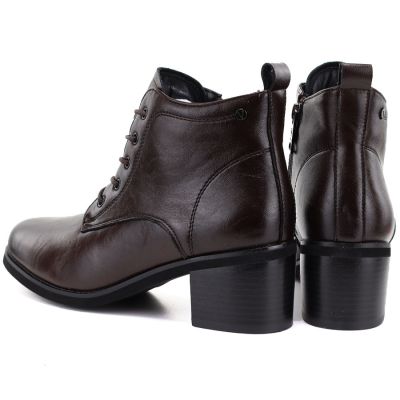 5. Damen-Ankle-Boots aus Leder mit Schnürung, Schokoladenbraun, Vinceza EN27-133107