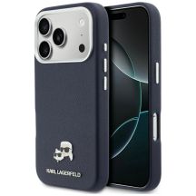 Karl Lagerfeld Karl & Choupette Head Pins Saffiano MagSafe Hülle für iPhone 17 Pro Max - Blau