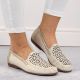 19. Rieker W RKR658 bequeme Leder-Lochschuhe, beige