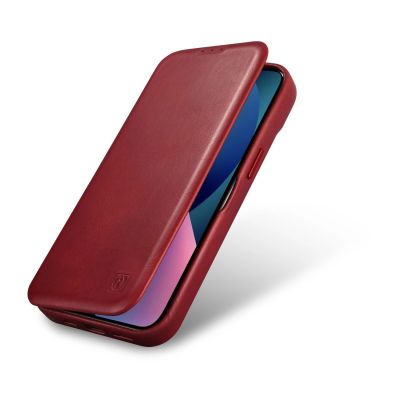 9. iCarer CE Oil Wax Premium Leather Folio Case iPhone 14 Plus Magnetic Flip Leather Folio Case MagSafe Red (AKI14220707-RD)