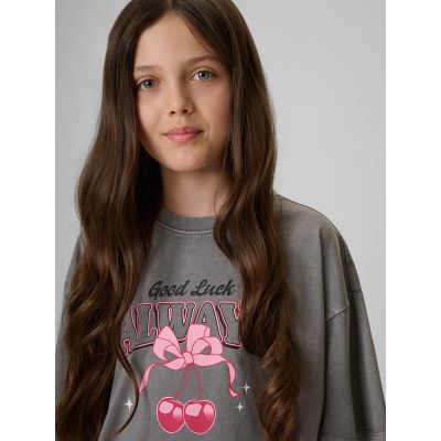 3. Mädchen-T-Shirt mit kastenförmigem Schnitt und Aufdruck 4F 4FJRAW26TTSHF4239-22S