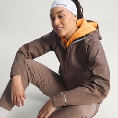 3. Damenjacke adidas TERREX Xperior 2.5L Hybrid Primeknit Climaproof Jacket – Trace Brown, Größe: L
