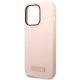 6. Guess Silikon-Logo-Platte MagSafe Hülle für iPhone 14 Pro – Pink