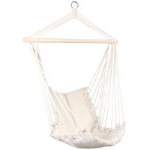 Brasilianischer Hängesessel 100x50CM Natur mit eingenähtem Kissen Weiß