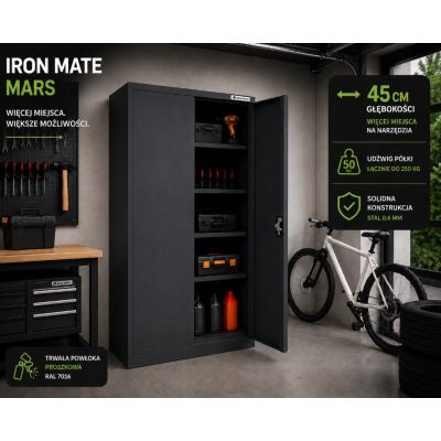 6. Iron Mate MARS Metall-Garagenschrank 185 x 90 x 45 Anthrazit RAL7016