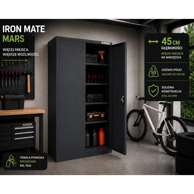 6. Iron Mate MARS Metall-Garagenschrank 185 x 90 x 45 Anthrazit RAL7016