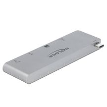 DELOCK 3 Port Hub und 2 Slot Kartenleser für MacBook mit PD 3.0 und einschiebbarem USB Type-C Anschluss