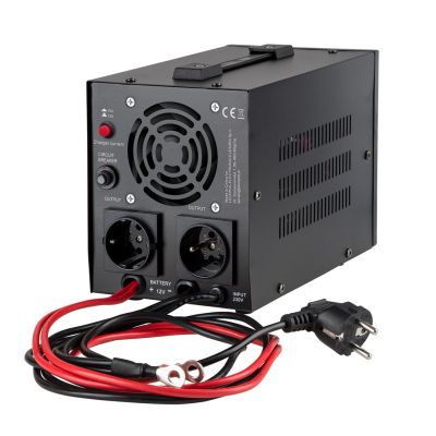 4. KEMOT PROsinus-800 URZ3405B Notstromversorgung, Sinuswellenwandler mit Ladefunktion, 12 V/230 V, 800 VA/500 W – Schwarz