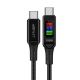 Acefast C7-03 USB-C USB-C 100 W 1,2 m Kabel mit Display – Schwarz
