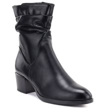 Schwarze Damen-Ankle-Boots mit hohem Absatz und gerafftem Schaft, Vinceza 58682