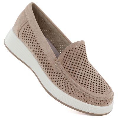 Sergio Leone MK097H Damen-Plateauschuhe mit durchbrochenem Muster in Nude