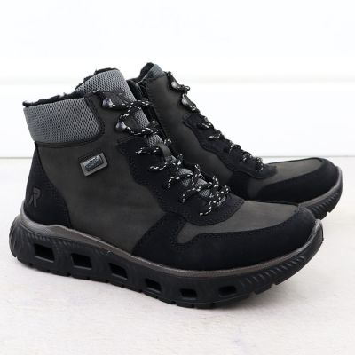 3. Rieker M6023-45 ultraleichte, wasserdichte Damen-Ankle-Boots in Schwarz