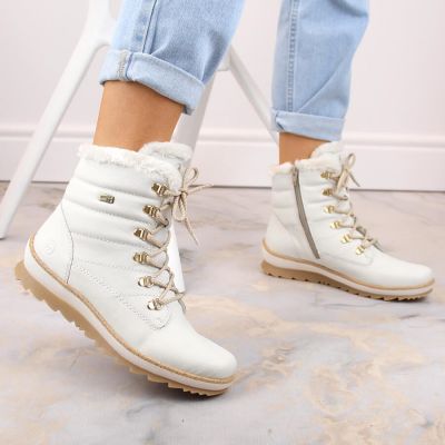 3. Remonte W RKR629 Wollgefütterte wasserdichte Lederstiefeletten, weiß