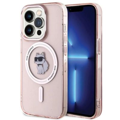 Karl Lagerfeld IML Choupette MagSafe Hülle für iPhone 15 Pro Max – Rosa