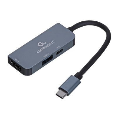 3. GEMBIRD USB-TYP-C-MULTI-ADAPTER 3-in-1 (USB-HUB + HDMI + PD)