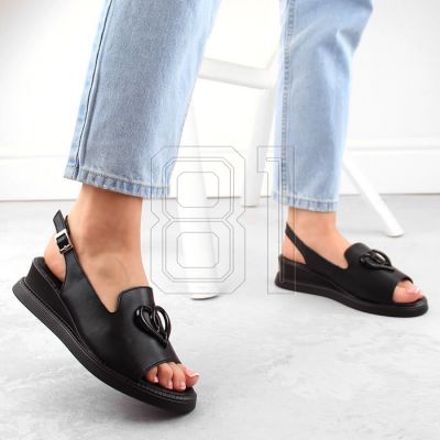 5. Filippo W PAW534A Keilsandalen aus Leder, schwarz