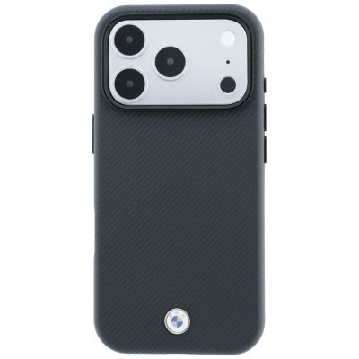 3. BMW Kevlar-Metall-Logo MagSafe Hülle für iPhone 18 Pro Max / 17 Pro Max – Dunkelgrau