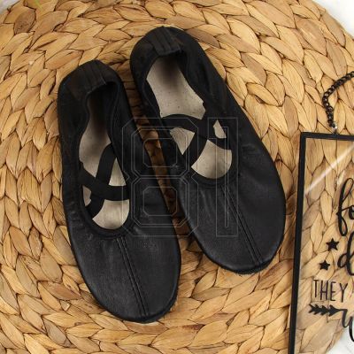 3. Jr Nazo Tanz-Ballettschuhe aus schwarzem Leder mit Gummibändern