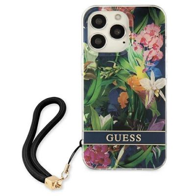 3. Guess GUHCP13LHFLSB iPhone 13 Pro / 13 6.1" Blau/Blau Hardcase Flower Strap