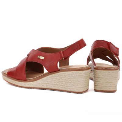4. Sergio Leone SK297 Burgunderrote Damen-Keilsandalen aus Leder