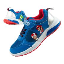 Leomil Kinder-Sportschuhe Super Mario Sneaker mit Klettverschluss und blauer LED-Beleuchtung