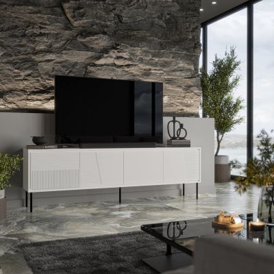3. TV-Schrank ABI 4D 200x38x62 weiß matt