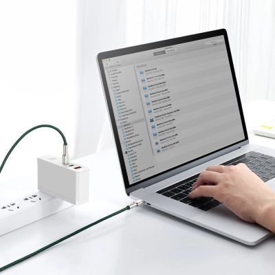 10. Baseus Cafule Series Metal Data USB-C / USB-C PD QC SCP 100W 5A 2 m Kabel - Grün