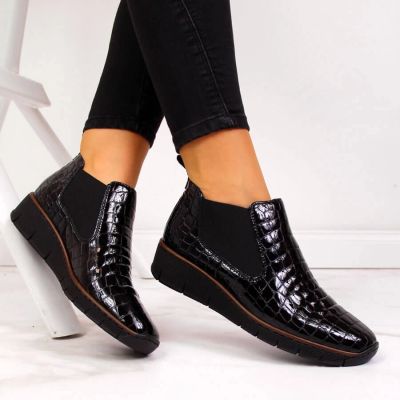 55. Rieker W R474 Schlangenleder Stiefeletten schwarz