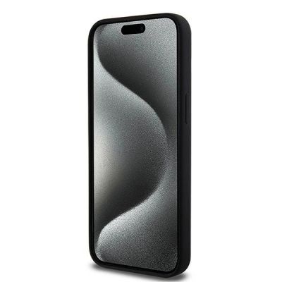 5. DKNY Liquid Silicone MagSafe iPhone 13 Pro Max Hülle mit weißem Logo-Aufdruck – Schwarz
