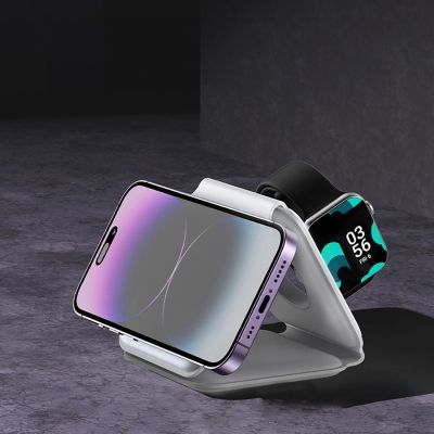 12. Dudao A11N 15W 3in1 induktives Ladegerät - Weiß + USB-C / USB-C-Kabel