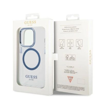 8. Ratet Guess , GUHMP14XHTRMB iPhone 14 Pro Max 6,7" blau/blaue Hartschale Metal Outline Magsafe