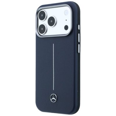 2. Mercedes Leder-Halbhülle mit ikonischer MagSafe-Ausführung für iPhone 17 Pro – Marineblau