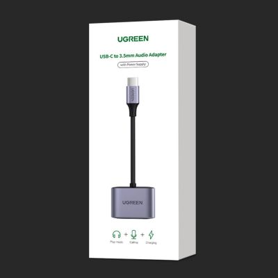 5. Ugreen USB Typ C (männlich) - USB Typ C PD QC (weiblich) + 3,5-mm-Miniklinke (weiblich) grau (CM231)