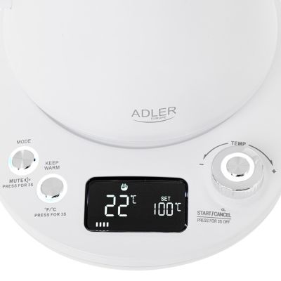 12. Adler AD 1349 Wasserkocher, weiß, mit langem Ausguss, 1,0 l