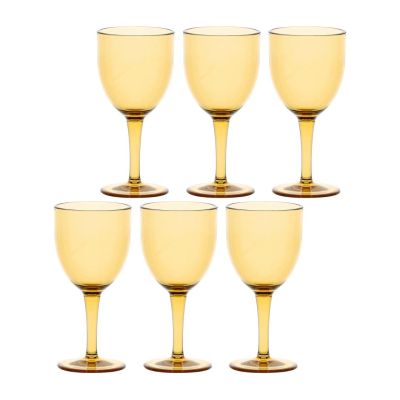 ROSE&TULIPANI FIABA Set mit 6 Acryl-Weingläsern, 400 ml, bernsteinfarben