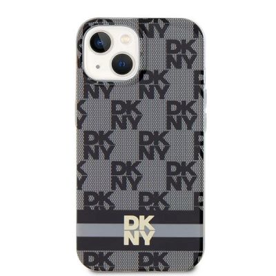 3. DKNY IML Checkered Mono Pattern & Printed Stripes MagSafe Hülle für iPhone 15 Plus / 14 Plus – Schwarz
