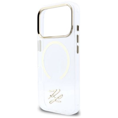 6. Karl Lagerfeld IML KL Script Logo MagSafe Hülle für iPhone 17 Pro Max – Transparent