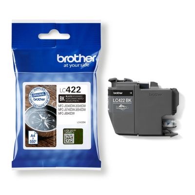 3. Brother LC-422BK Tintenpatrone, 1 Stück, Original Schwarz