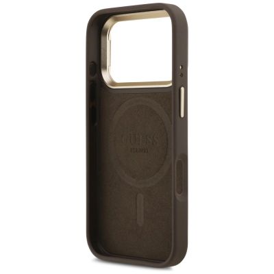 7. Guess 4G PU Dreieck-Logo & Standkamera Magsafe Hülle für iPhone 17 Pro - Braun