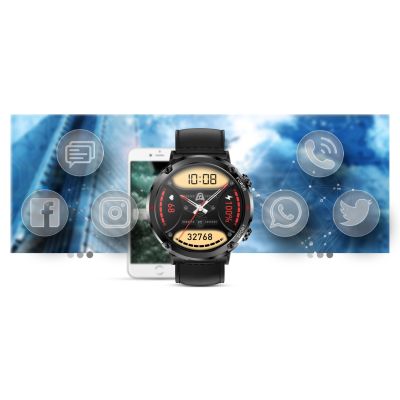 13. Gravity GT21-3 Smartwatch + Schwarzes Silikonarmband