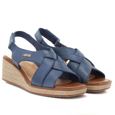 3. Sergio Leone SK297 Marineblaue Damen-Keilsandalen aus Leder