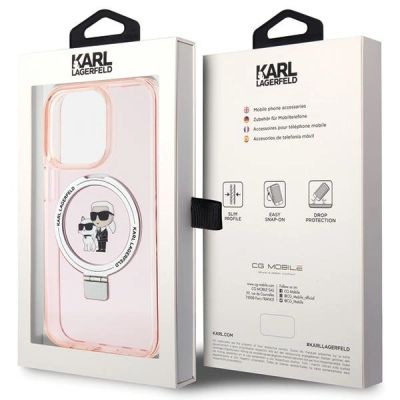 7. Karl Lagerfeld KLHMP15LHMRSKCP iPhone 15 Pro 6,1" rosa/rosa Hardcase Ringständer Karl&Choupette MagSafe