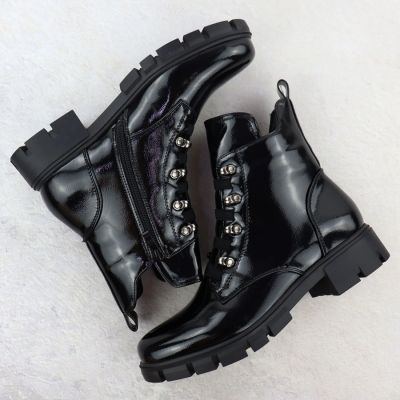 14. Damen-Lackleder-Winterboots im Worker-Stil, schwarz, M.Daszyński MR23123